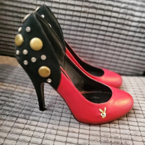 Vintage Playboy Red Stiletto High Heels 5 uk 38 eu - Picture 3 of 10